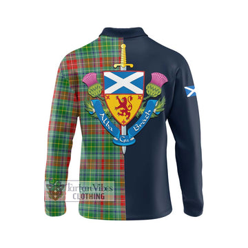 Muirhead Tartan Long Sleeve Polo Shirt Alba with Scottish Lion Royal Arm Half Style - Tartan Vibes Clothing