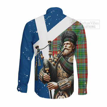 Muirhead Tartan Long Sleeve Button Shirt with Family Crest Scottish Bagpiper Vibes - Tartan Vibes Clothing