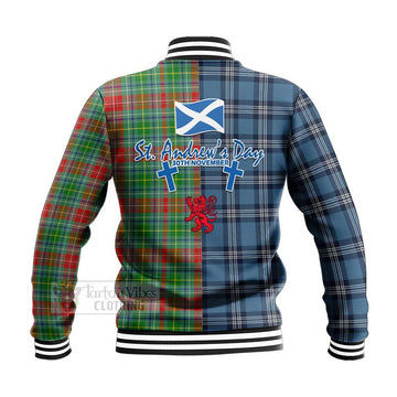Muirhead Tartan Baseball Jacket Happy St. Andrew's Day Half Tartan Style - Tartan Vibes Clothing