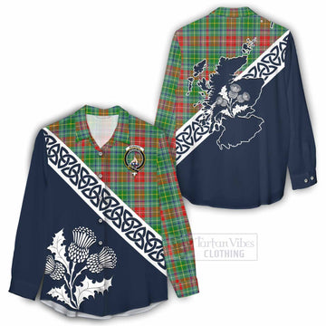 Muirhead Tartan Women's Casual Shirt Featuring Thistle and Scotland Map - Tartan Vibes Clothing