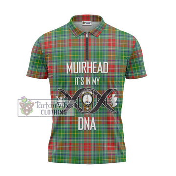 Muirhead Tartan Zipper Polo Shirt with Family Crest DNA In Me Style - Tartan Vibes Clothing