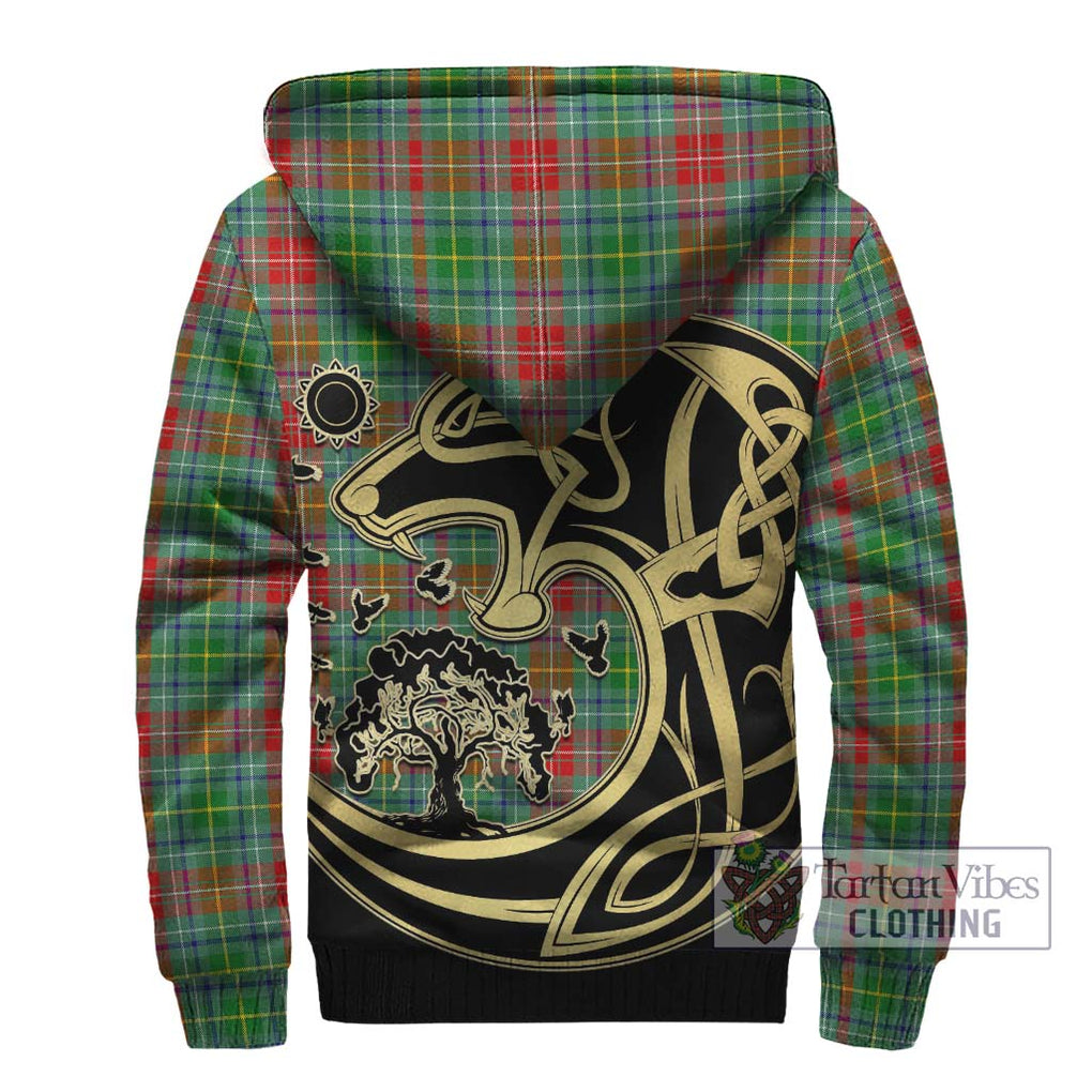 Muirhead Tartan Sherpa Hoodie with Family Crest Celtic Wolf Style - Tartan Vibes Clothing