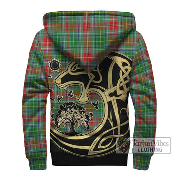 Muirhead Tartan Sherpa Hoodie with Family Crest Celtic Wolf Style - Tartan Vibes Clothing