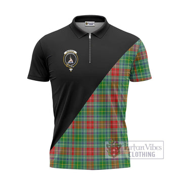 Muirhead Tartan Zipper Polo Shirt with Family Crest and Military Logo Style - Tartanvibesclothing Shop