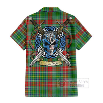 Muirhead Tartan Hawaiian Shirt with Family Crest Celtic Skull Style - Tartan Vibes Clothing