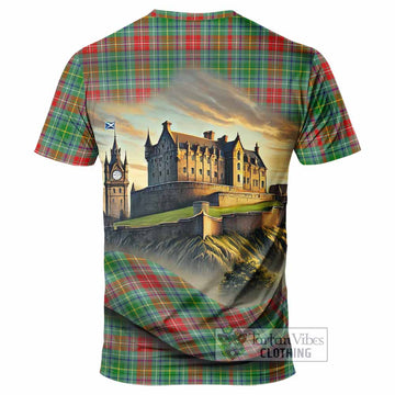 Muirhead Tartan Family Crest T-Shirt with Scottish Ancient Castle Style - Tartan Vibes Clothing