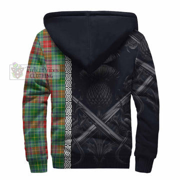 Muirhead Tartan Sherpa Hoodie with Family Crest Cross Sword Thistle Celtic Vibes - Tartan Vibes Clothing