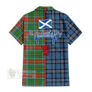 Muirhead Tartan Hawaiian Shirt Happy St. Andrew's Day Half Tartan Style - Tartan Vibes Clothing