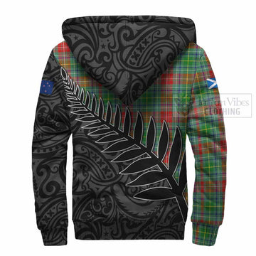 Muirhead Crest Tartan Sherpa Hoodie with New Zealand Silver Fern Half Style - Tartan Vibes Clothing