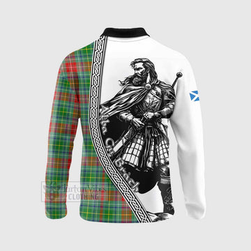 Muirhead Tartan Clan Crest Long Sleeve Polo Shirt with Highlander Warrior Celtic Style - Tartan Vibes Clothing