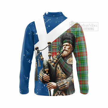 Muirhead Tartan Long Sleeve Polo Shirt with Family Crest Scottish Bagpiper Vibes - Tartan Vibes Clothing