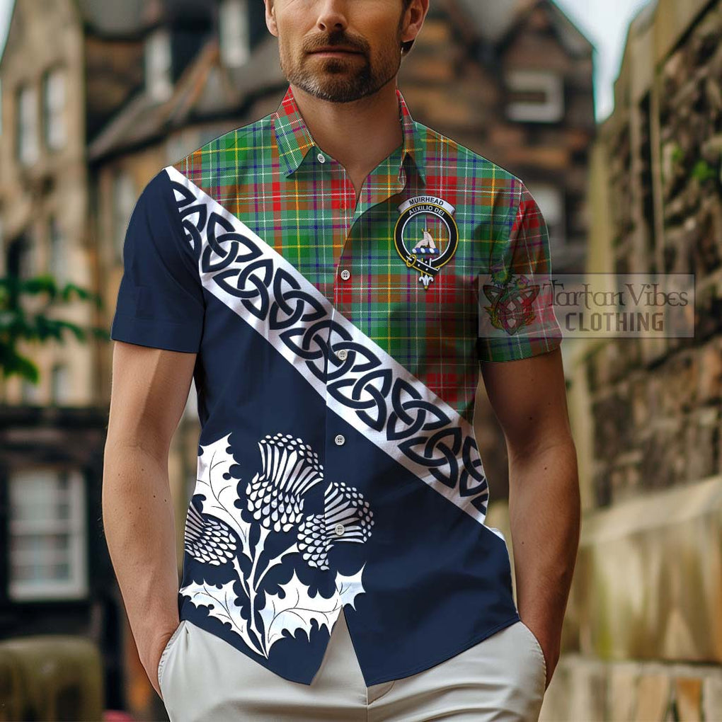 Muirhead Tartan Hawaiian Shirt Featuring Thistle and Scotland Map - Tartan Vibes Clothing