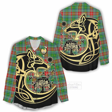 Muirhead Tartan Women's Casual Shirt with Family Crest Celtic Wolf Style - Tartan Vibes Clothing