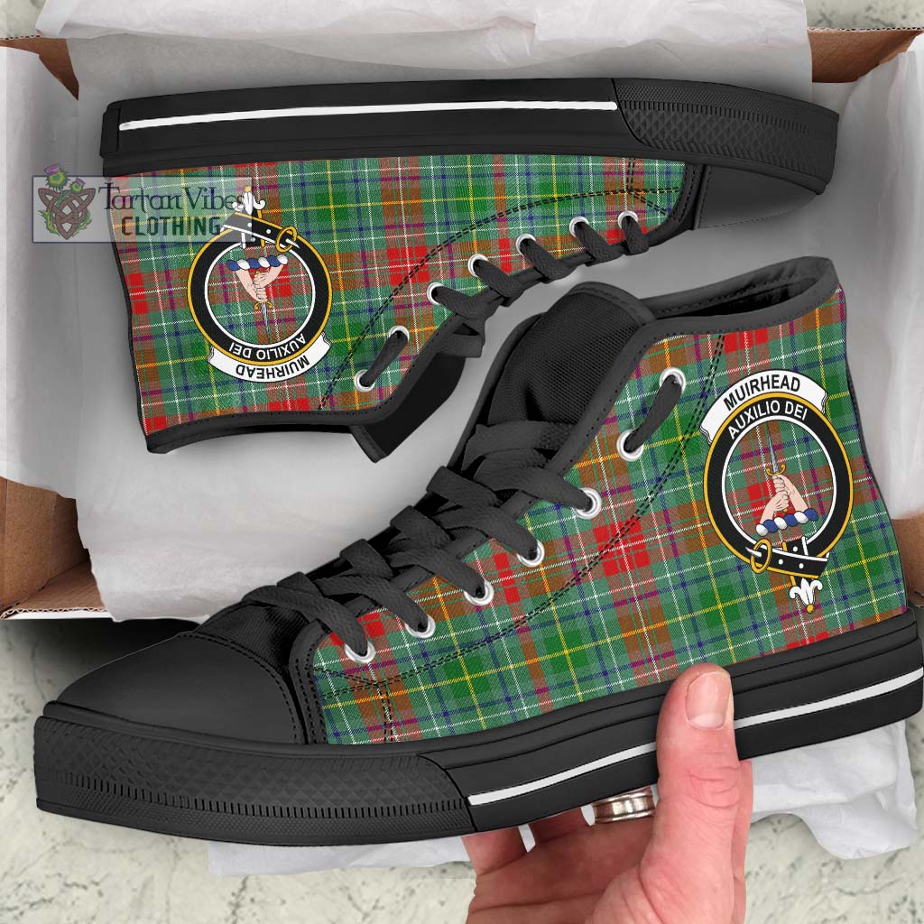 Muirhead Tartan High Top Shoes with Family Crest - Tartan Vibes Clothing