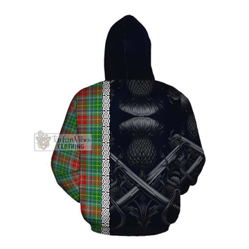 Muirhead Tartan Cotton Hoodie with Family Crest Cross Sword Thistle Celtic Vibes Pullover Hoodie - Tartan Vibes Clothing