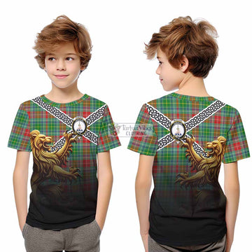 Muirhead Crest Tartan Kid T-Shirt with Golden Lion Emblem Celtic Style - Tartan Vibes Clothing