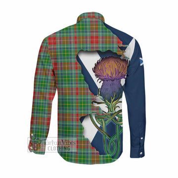 Tartan Vibes Clothing Muirhead Tartan Family Crest Long Sleeve Button Shirt Scottish Thistle Celtic Inspired