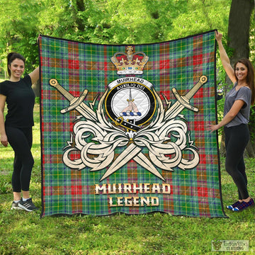 Muirhead Tartan Quilt with Clan Crest and the Golden Sword of Courageous Legacy - Tartan Vibes Clothing