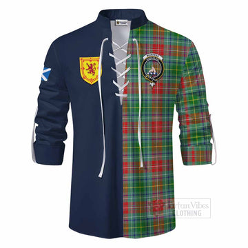Muirhead Tartan Ghillie Kilt Shirt Alba with Scottish Lion Royal Arm Half Style - Tartan Vibes Clothing