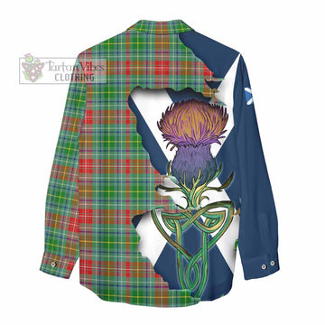 Tartan Vibes Clothing Muirhead Tartan Family Crest Women's Casual Shirt Scottish Thistle Celtic Inspired