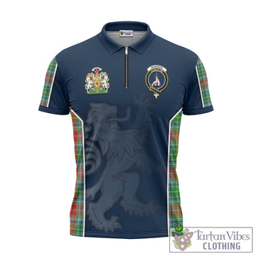 Muirhead Tartan Zipper Polo Shirt with Family Crest and Lion Rampant Vibes Sport Style - Tartan Vibes Clothing