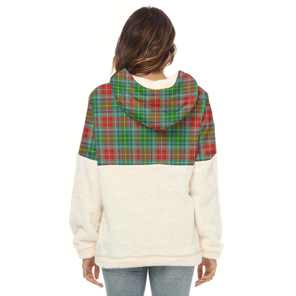 Muirhead Tartan Half Style Women's Borg Fleece Hoodie with Half Zip - Tartan Vibes Clothing