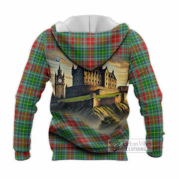 Muirhead Tartan Family Crest Knitted Hoodie with Scottish Ancient Castle Style - Tartan Vibes Clothing