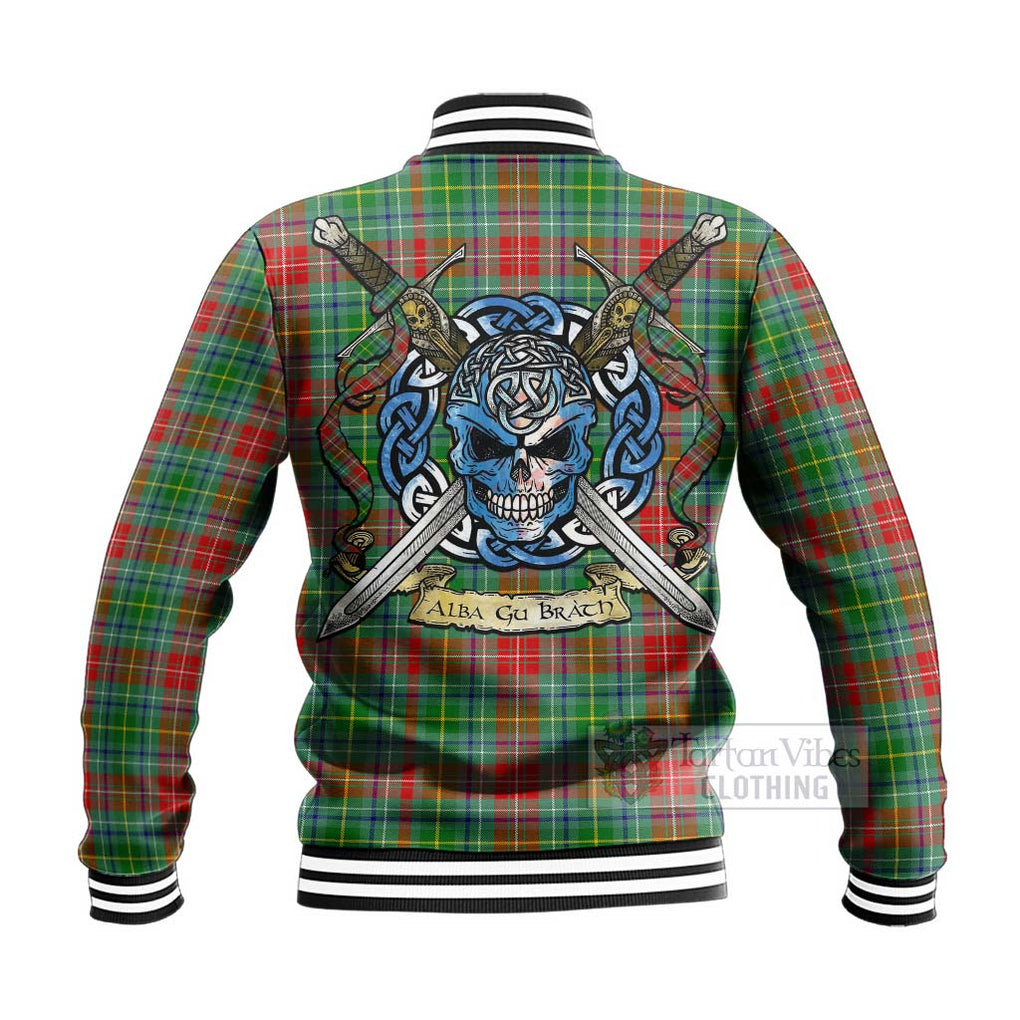 Muirhead Tartan Baseball Jacket with Family Crest Celtic Skull Style - Tartan Vibes Clothing