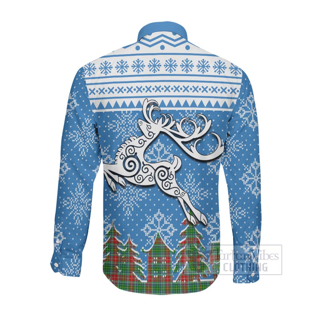 Muirhead Clan Christmas Long Sleeve Button Shirt Celtic Reindeer Style Men's Shirt - Tartan Vibes Clothing