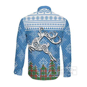 Muirhead Clan Christmas Long Sleeve Button Shirt Celtic Reindeer Style Men's Shirt - Tartan Vibes Clothing