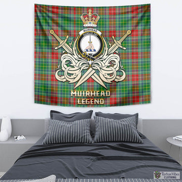 Muirhead Tartan Tapestry with Clan Crest and the Golden Sword of Courageous Legacy - Tartan Vibes Clothing