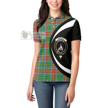 Muirhead Tartan Women's Polo Shirt with Family Crest Circle Style - Tartan Vibes Clothing