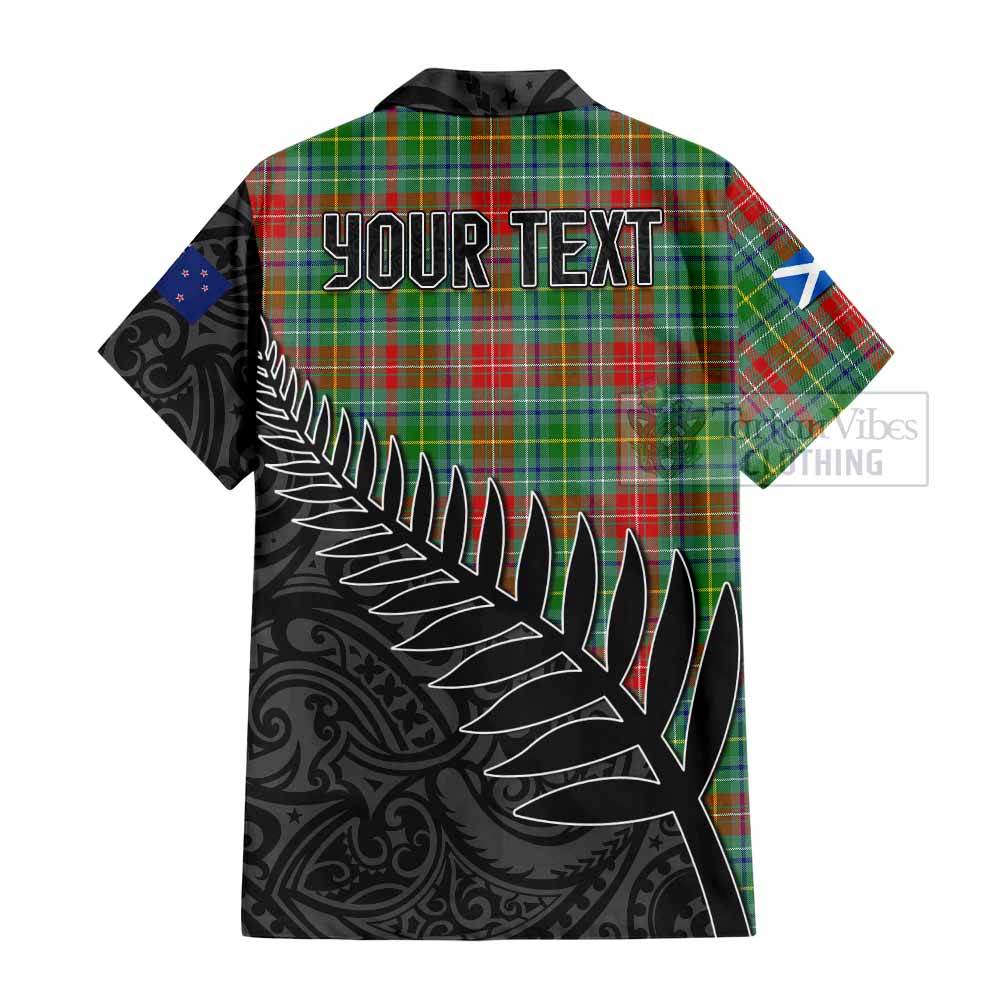 Muirhead Crest Tartan Hawaiian Shirt with New Zealand Silver Fern Half Style - Tartan Vibes Clothing