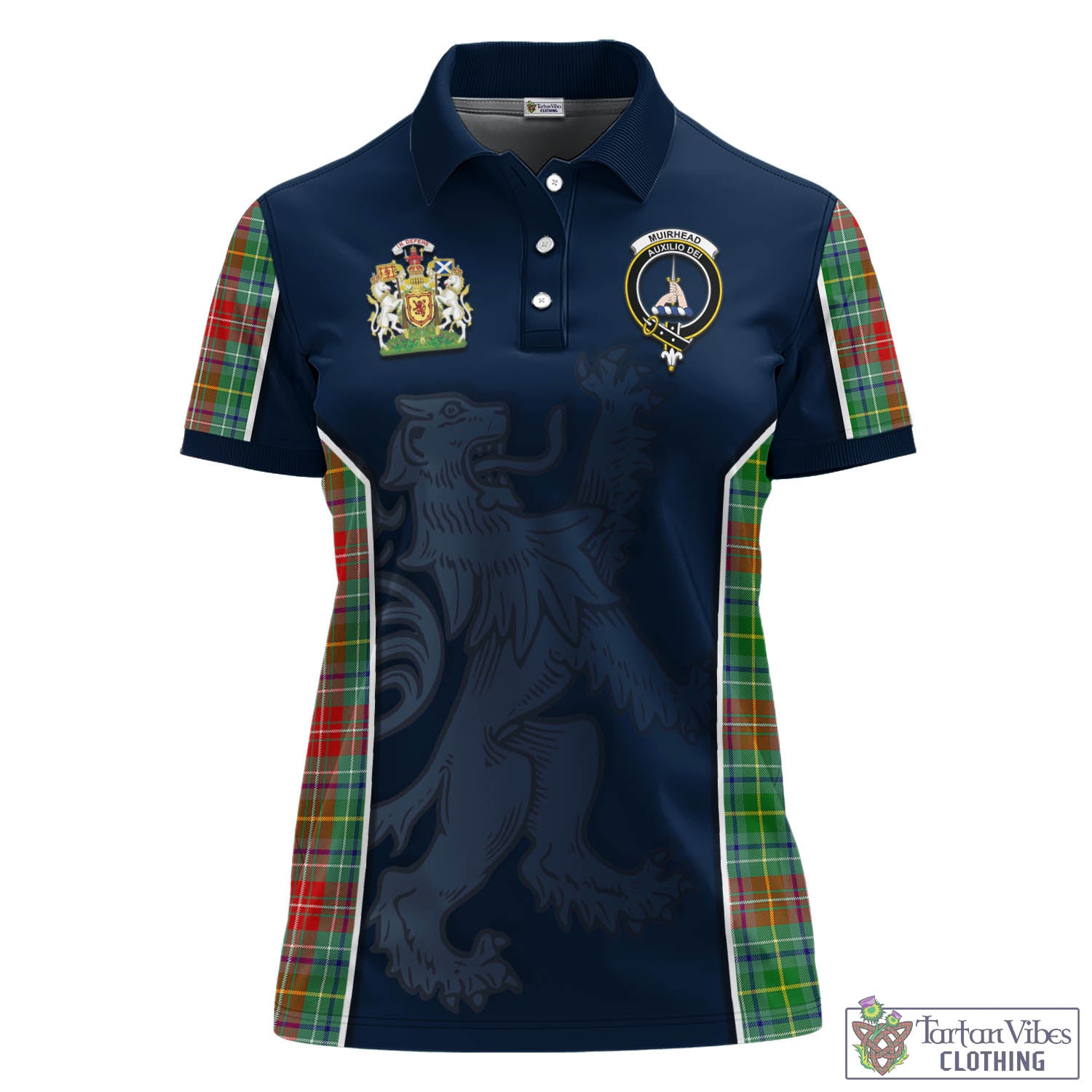 Tartan Vibes Clothing Muirhead Tartan Women's Polo Shirt with Family Crest and Lion Rampant Vibes Sport Style