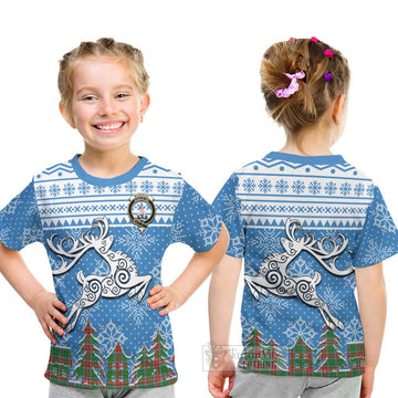 Muirhead Clan Christmas Kid T-Shirt Celtic Reindeer Style - Tartan Vibes Clothing