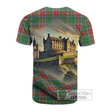 Muirhead Tartan Family Crest Cotton T-shirt with Scottish Ancient Castle Style - Tartan Vibes Clothing