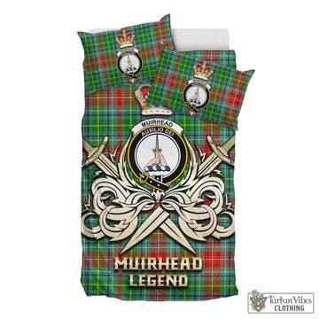 Muirhead Tartan Bedding Set with Clan Crest and the Golden Sword of Courageous Legacy