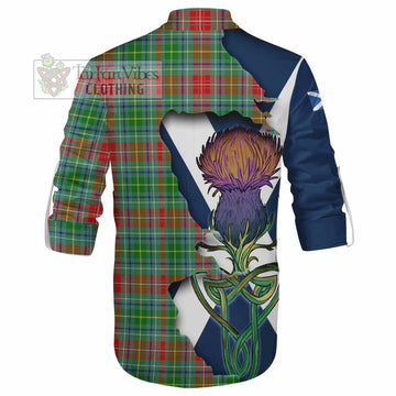 Tartan Vibes Clothing Muirhead Tartan Family Crest Ghillie Kilt Shirt Scottish Thistle Celtic Inspired