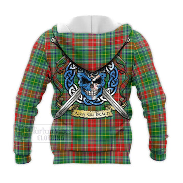 Muirhead Tartan Knitted Hoodie with Family Crest Celtic Skull Style - Tartan Vibes Clothing