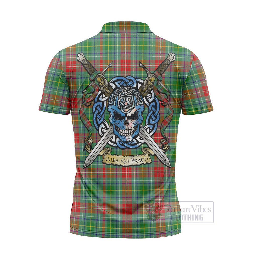 Muirhead Tartan Zipper Polo Shirt with Family Crest Celtic Skull Style - Tartan Vibes Clothing