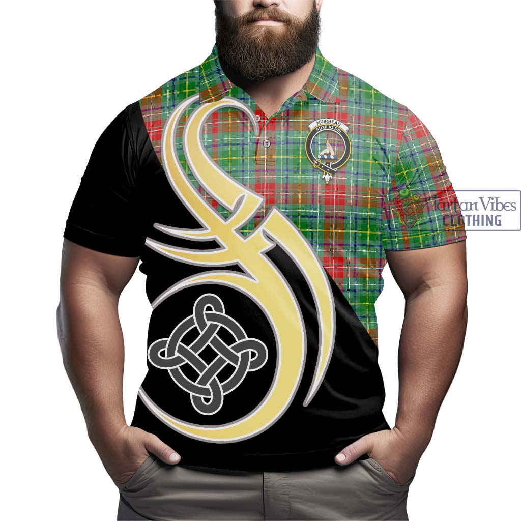 Muirhead Tartan Polo Shirt with Family Crest and Celtic Symbol Style - Tartan Vibes Clothing