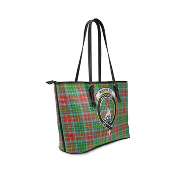 Muirhead Tartan Leather Tote Bag with Family Crest