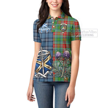 Muirhead Tartan Women's Polo Shirt Happy St. Andrew's Day Half Tartan Style - Tartan Vibes Clothing