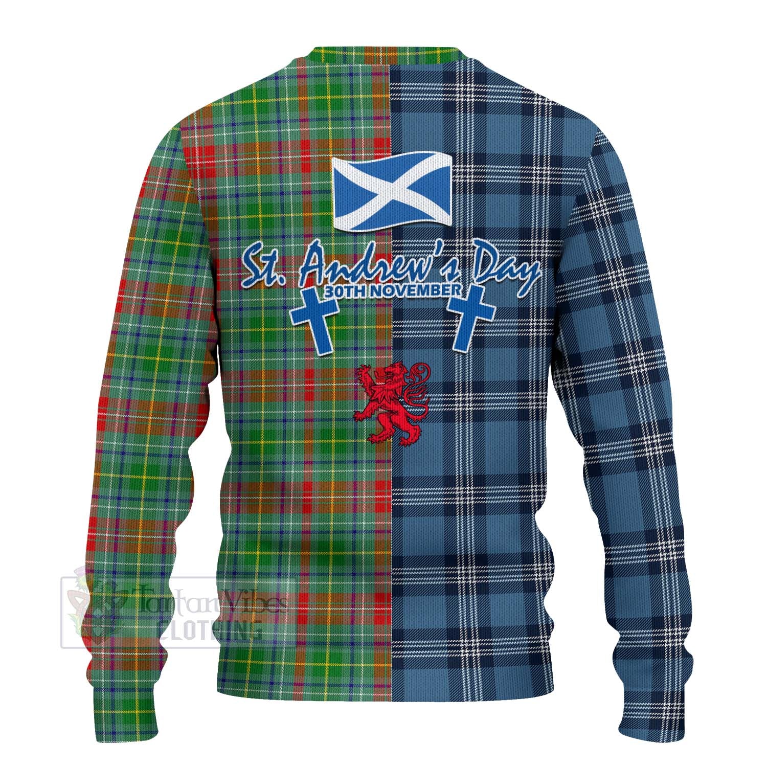 Muirhead Tartan Knitted Sweater Happy St. Andrew's Day Half Tartan Style - Tartan Vibes Clothing