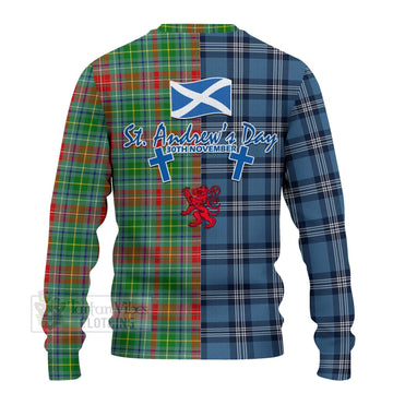 Muirhead Tartan Knitted Sweater Happy St. Andrew's Day Half Tartan Style - Tartan Vibes Clothing
