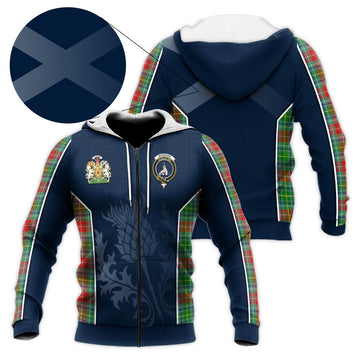Muirhead Tartan Knitted Hoodie with Family Crest and Scottish Thistle Vibes Sport Style - Tartan Vibes Clothing