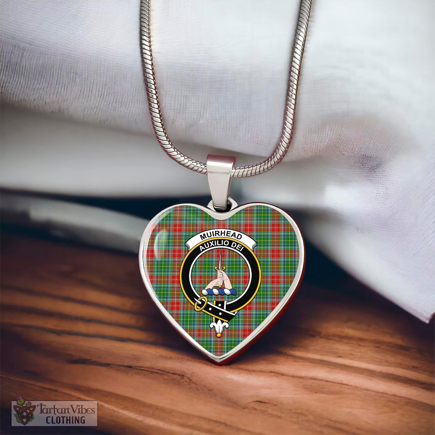 Muirhead Tartan Heart Necklace with Family Crest - Tartan Vibes Clothing