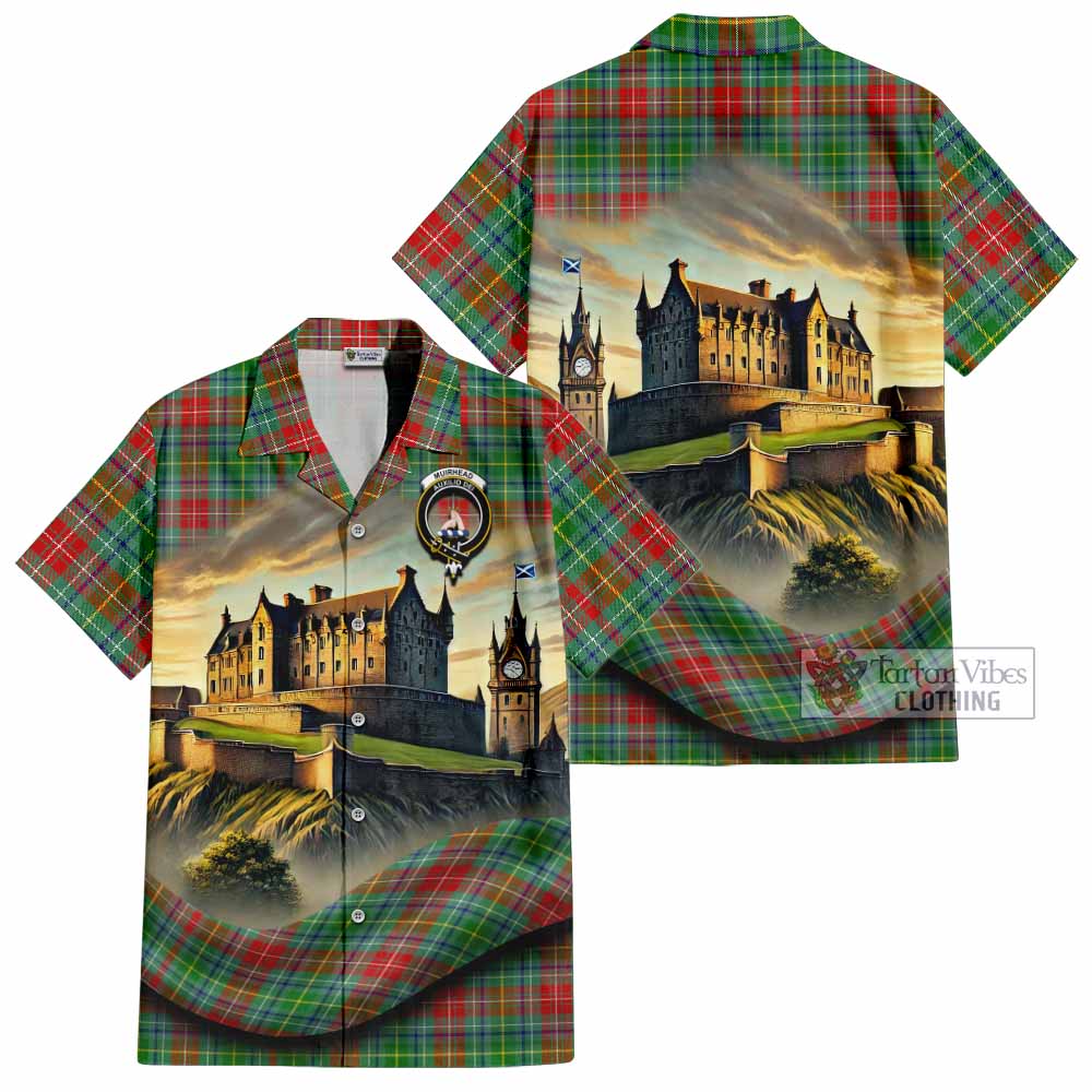 Muirhead Tartan Family Crest Hawaiian Shirt with Scottish Ancient Castle Style - Tartan Vibes Clothing