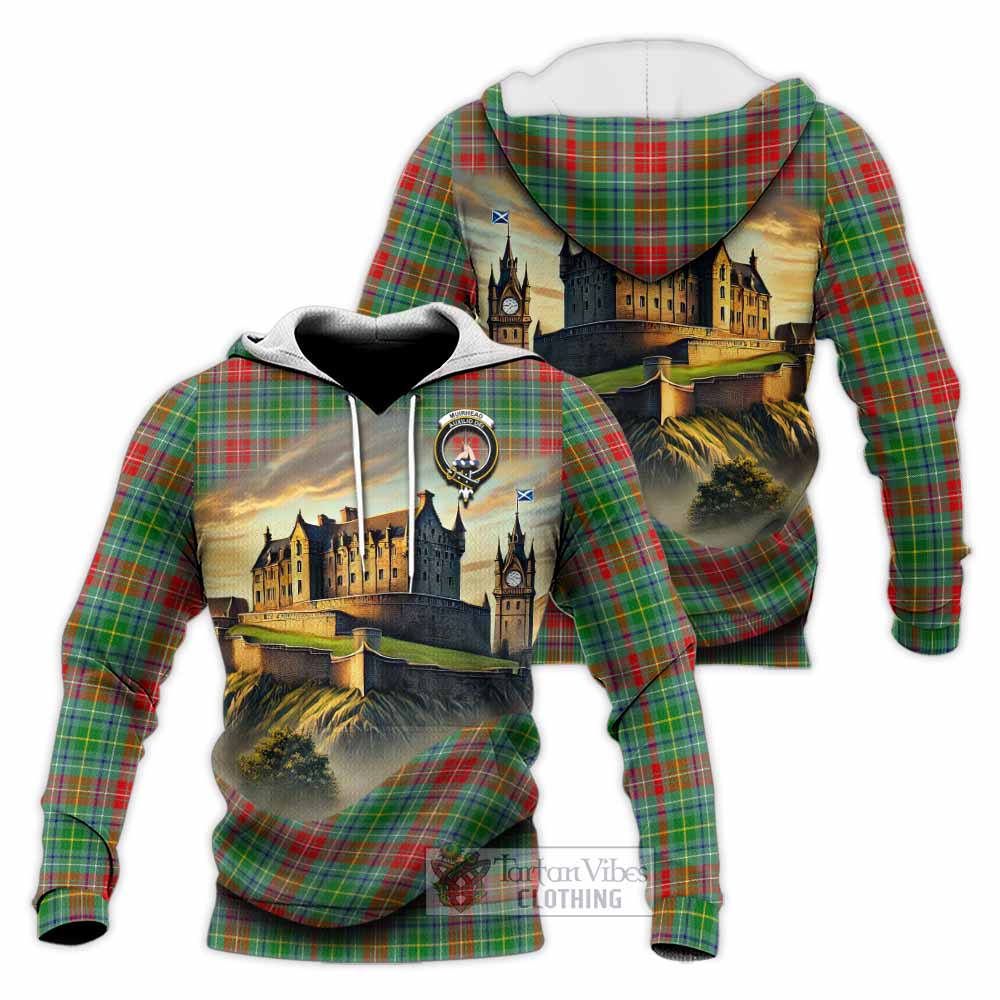 Muirhead Tartan Family Crest Knitted Hoodie with Scottish Ancient Castle Style - Tartan Vibes Clothing