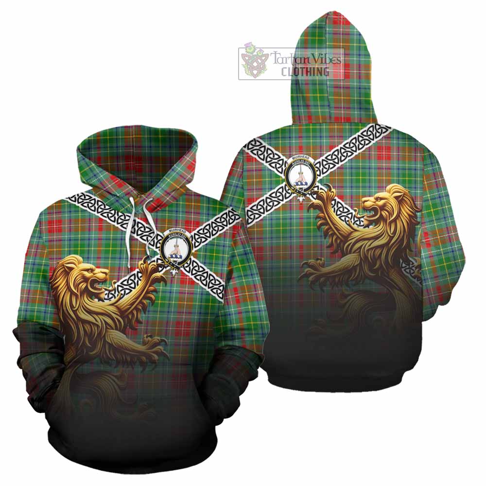 Muirhead Crest Tartan Hoodie with Golden Lion Emblem Celtic Style - Tartan Vibes Clothing